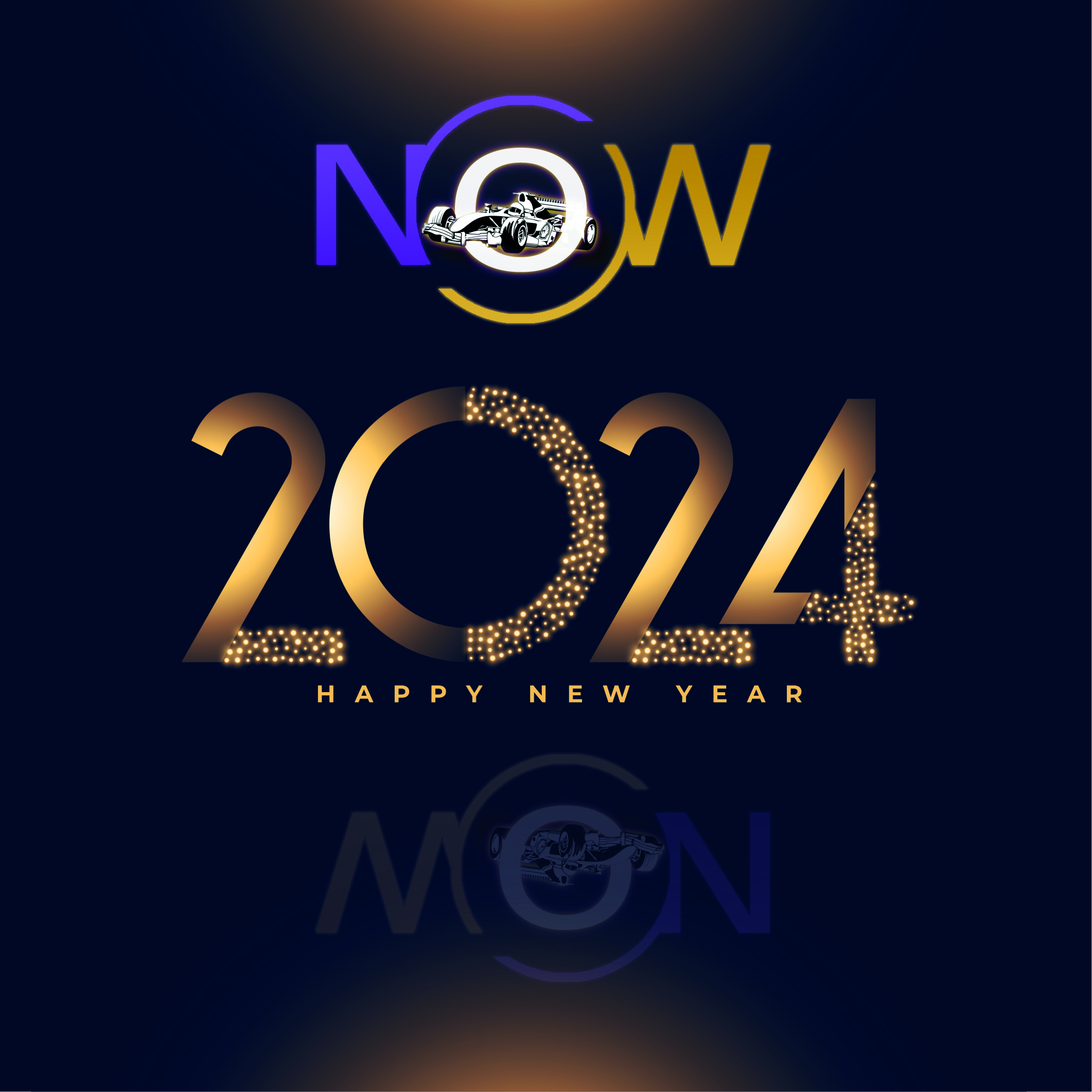shiny happy new year 2024 wishes background design vector